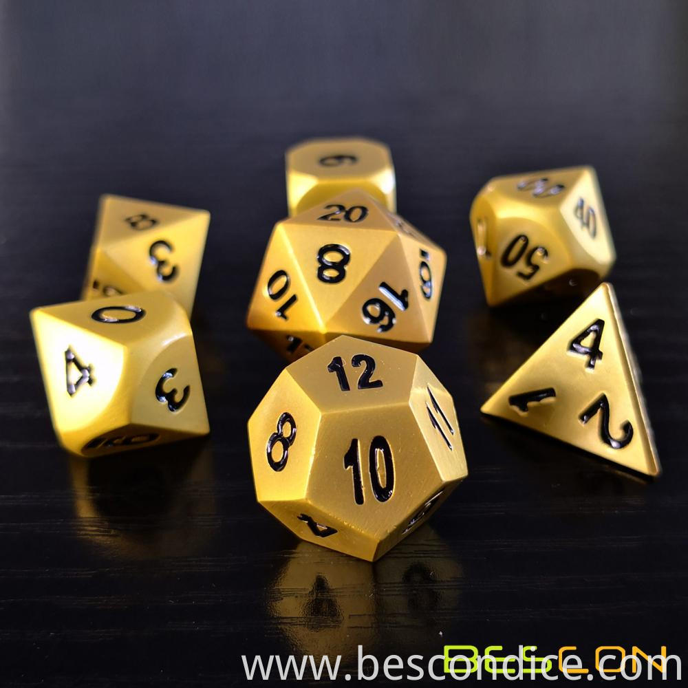 Deluxe Matt Golden Solid Metal Dice Set 2